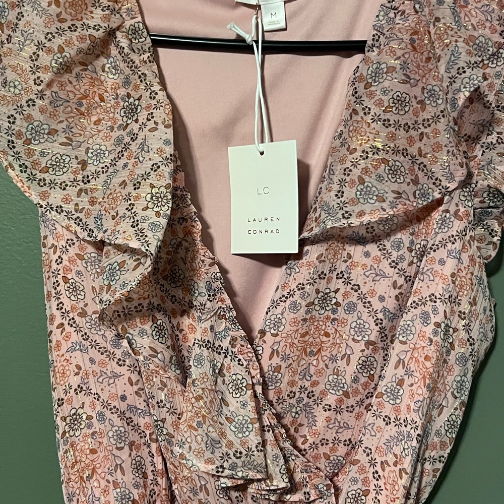 LC Lauren Conrad Pink Floral Midi Dress NWT - Picture 2 of 6